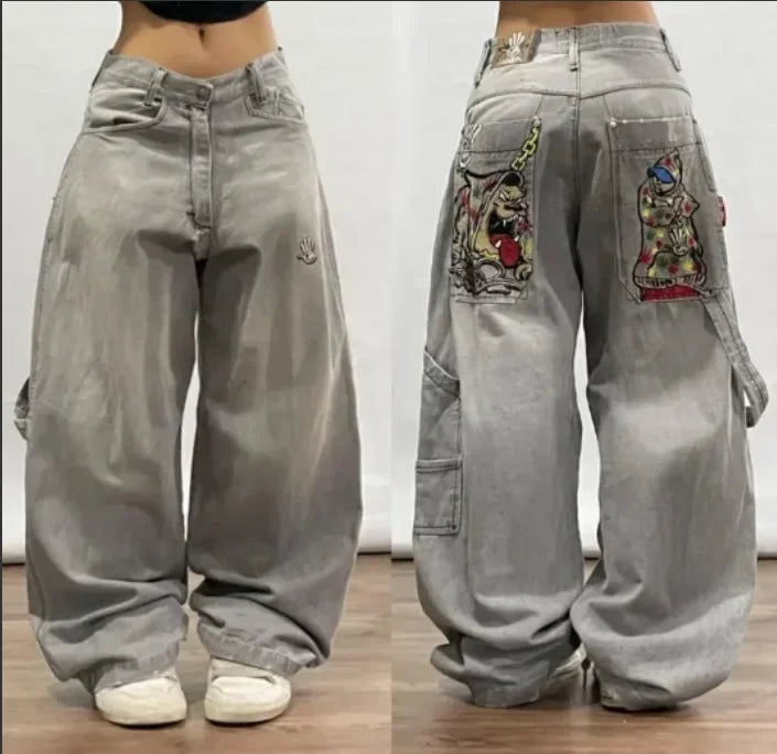 Skull Geometric Baggy Jeans