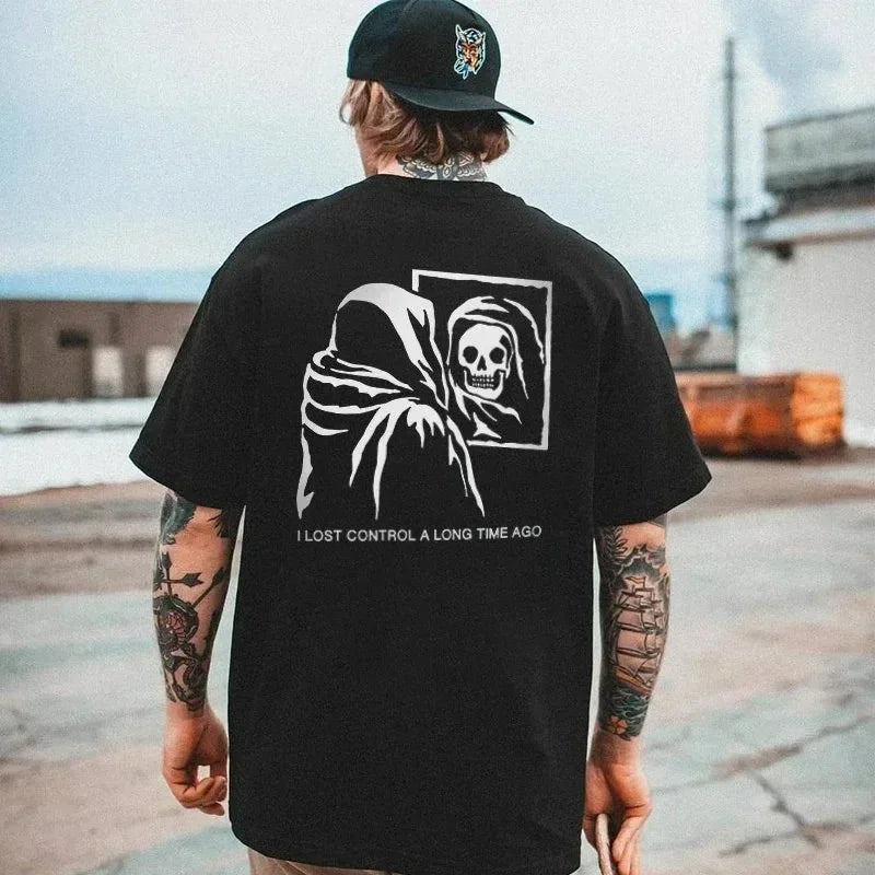 Gothic Biker Skull Oversized T-Shirt