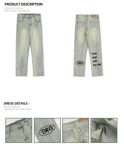 Gothic Letter Baggy Jeans