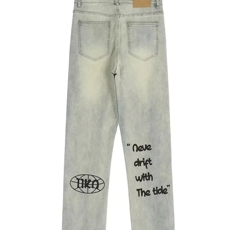 Gothic Letter Baggy Jeans