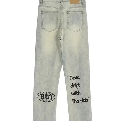 Gothic Letter Baggy Jeans