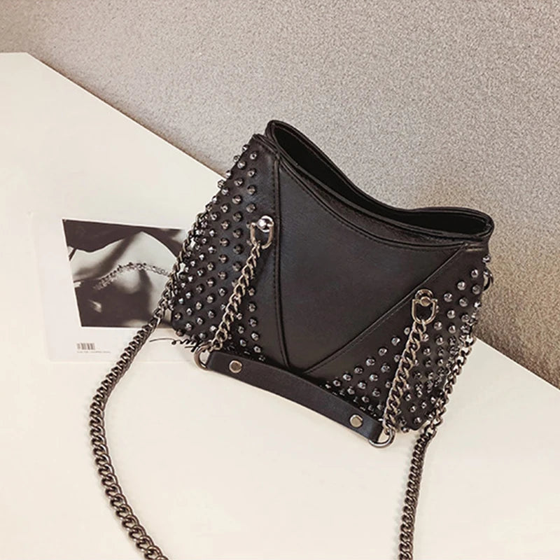 Studded Leather Shoulder Bag