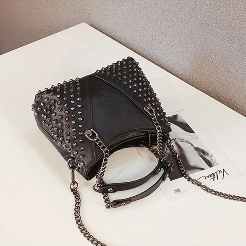 Studded Leather Shoulder Bag