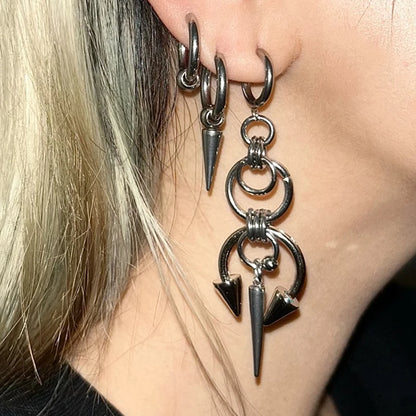 Grunge Rivet Chain Earrings