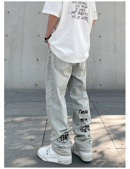 Gothic Letter Baggy Jeans